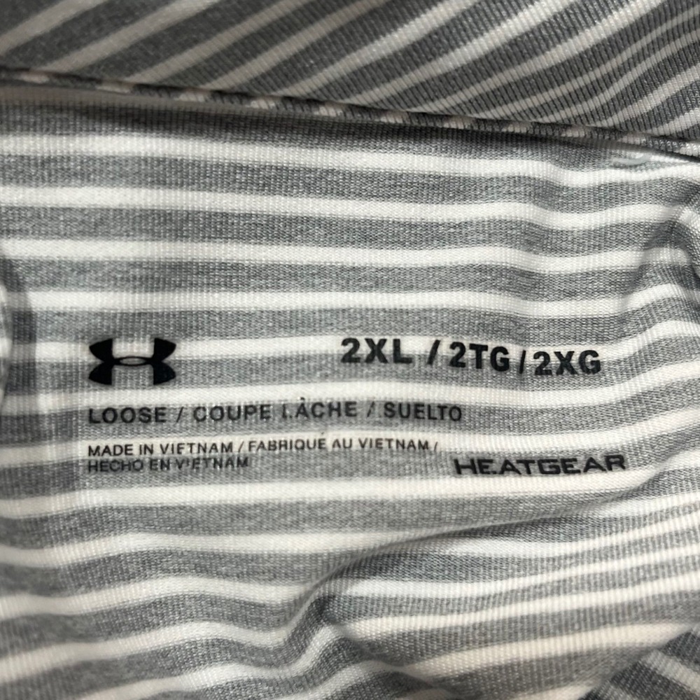 Under Armour Heat Gear Gray‎ Striped Polo College Wishbone Yellow C Polo 2XL - Picture 5 of 5